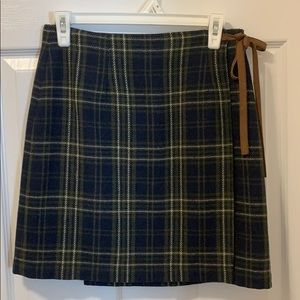 Plaid wool mini skirt